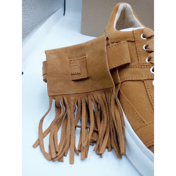 Zara Suede Fringe Sneaker in Deep Caramel size 7.5 - Picture 7 of 12